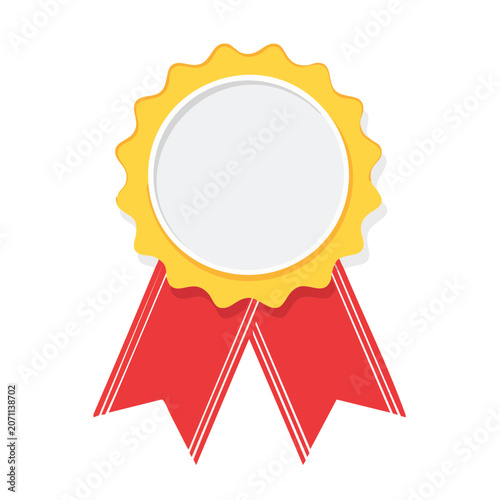 Yellow and red award ribbon with blank center