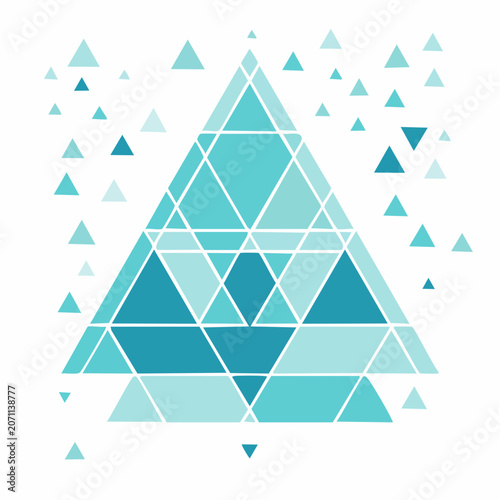 Abstract Geometric Triangle Pattern in Teal and White