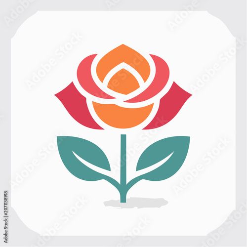 Stylized Rose Icon with Orange and Red Petals