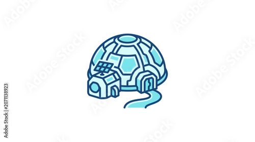 Futuristic Dome House Illustration Design.