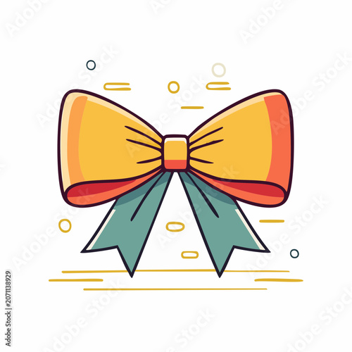 Stylized Yellow and Teal Bow Illustration