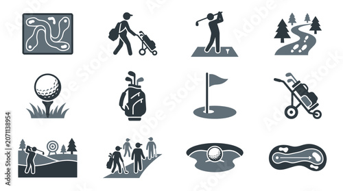 Golf icons and symbols set collection.