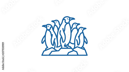 Group of penguins standing together.