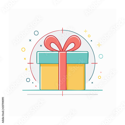 Flat design gift box with ribbon illustration