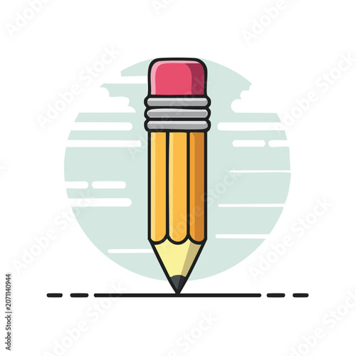 Flat icon of a yellow pencil with pink eraser