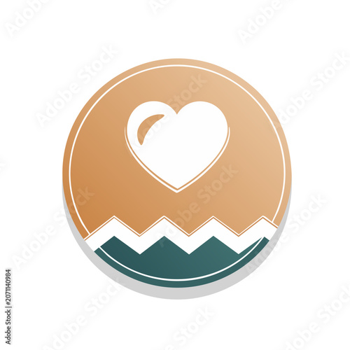 Heart and Mountain Range Circular Icon