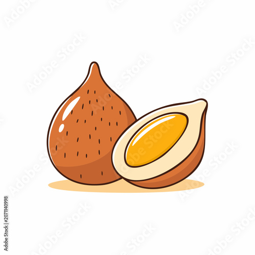 Illustration of Salak fruit, whole and sliced