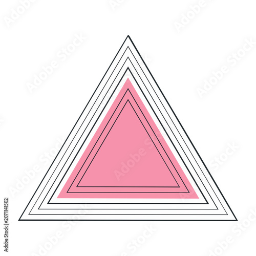 Pink and black geometric triangle icon on white background
