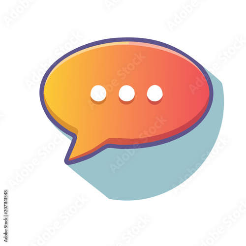 Speech bubble icon with ellipsis and shadow