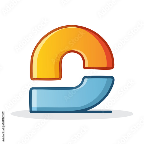 Stylized number 2 icon in orange and blue