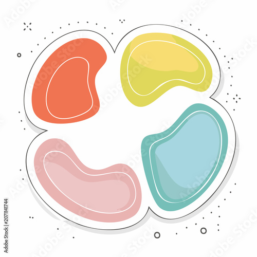 Abstract Colorful Organic Shapes with Outline and Dots