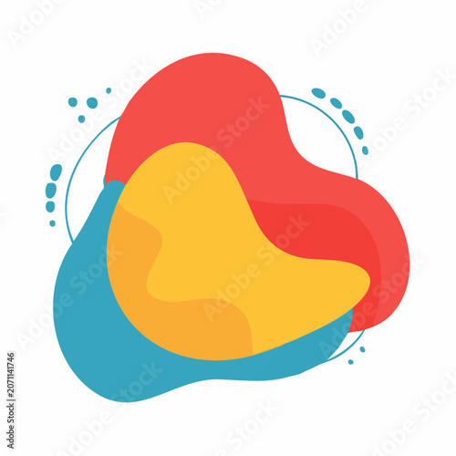Abstract Fluid Shapes with Red, Yellow, and Blue Colors