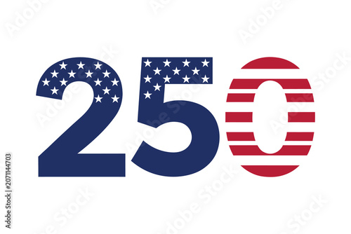 Patriotic USA 250 Anniversary Number Design Celebrating American Heritage and National Independence Pride