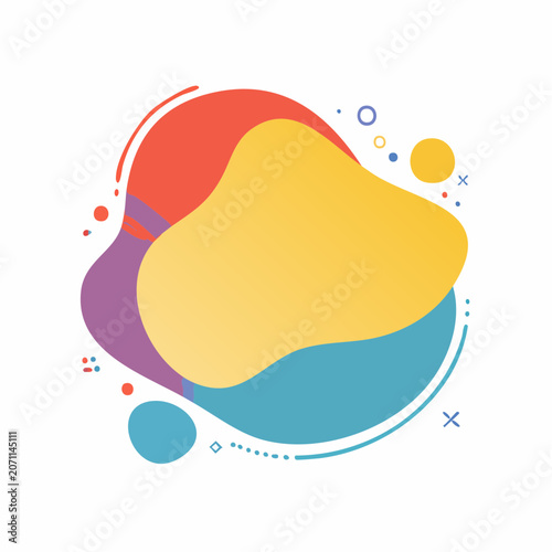 Abstract Colorful Fluid Shapes with Gradient and Geometric Elements