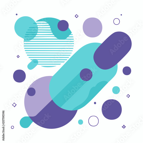 Abstract Geometric Shapes with Teal and Purple Colors