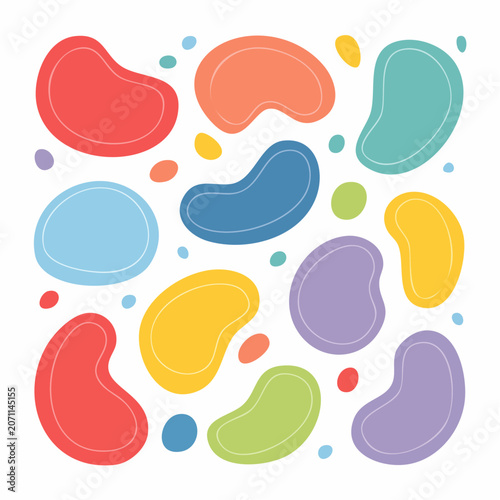 Abstract Organic Shapes and Dots in Pastel Colors