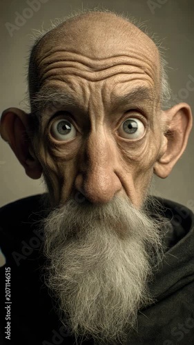Eccentric Elderly Man with Expressive Eyes Portrait
