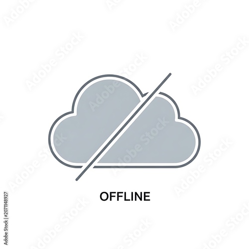 Offline cloud storage icon with network connection.