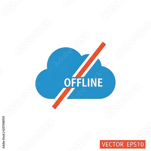 Blue offline button with red arrow pointing down.