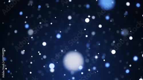Abstract Blue Background with Glowing Floating Particles and Soft Bokeh Light Effects for Digital Presentations