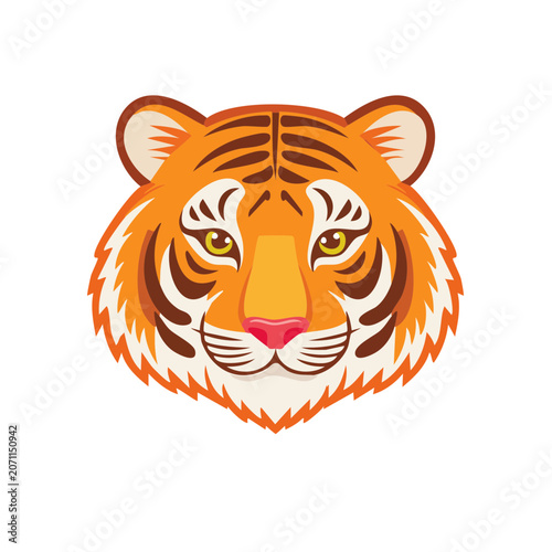 Flat illustration of a tiger head front view