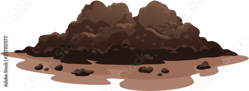 Quadro em tela Large heap of brown fertile soil on the ground for gardening or agriculture