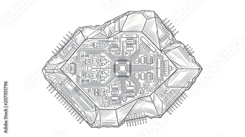 Abstract Microchip Crystal Structure - Futuristic Technology Concept