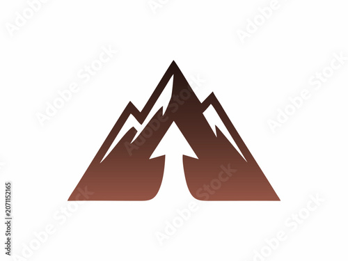 Minimalist Mountain Peak Logo Design with Rising Arrow Creative Concept for Outdoor and Adventure Brand Identity