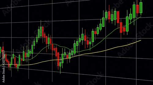 Bullish Stock Market Candlestick Chart Showing Uptrend Growth, Financial Trading Analysis and Investment Performance Concept