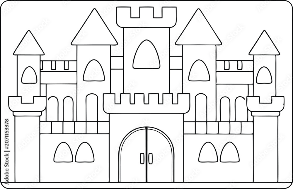 Fototapeta premium Medieval castle with towers and gate