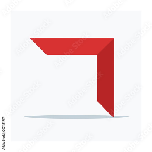 Red corner arrow icon on white background