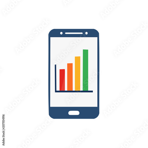 Smartphone with colorful bar chart icon