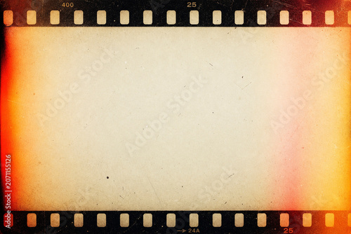 Vintage Film Strip Overlay with Light Leaks and Grunge Texture