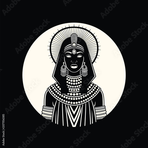 Stylized Illustration of an Ancient Egyptian Queen or Goddess.
