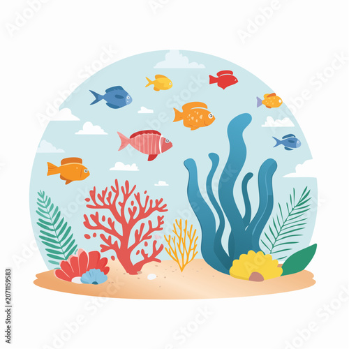 Flat Coral Reef Vector Art