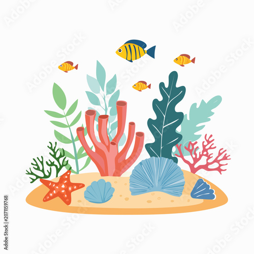 Flat Coral Reef Vector Art