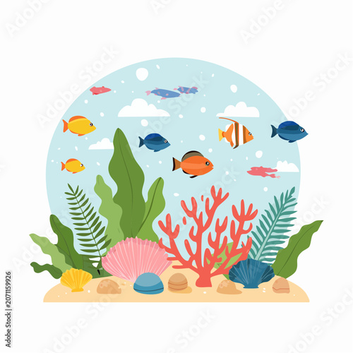 Flat Coral Reef Vector Art