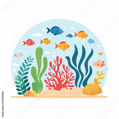Flat Coral Reef Vector Art