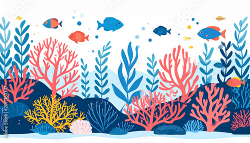 Flat Coral Reef Vector Art