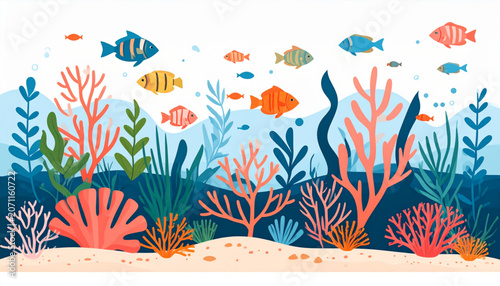 Flat Coral Reef Vector Art