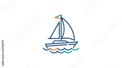 Tableau sur toile Sailing boat on the water surface.
