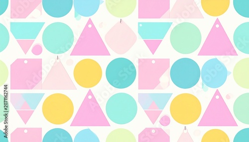  Pastel Geometric Pattern with Tags and Envelopes
