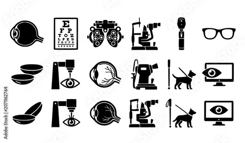 Konstfotografi Eye Care And Ophthalmology Glyph Icon Pack
