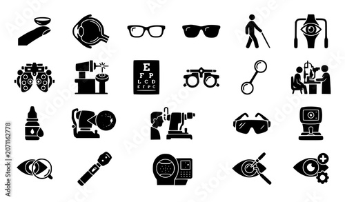 Canvastavla Ophthalmology And Optometry Glyph Icons Collection