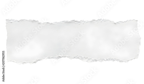 Realistic Torn Paper Strip Isolated on White Background, Ripped Paper Border Texture