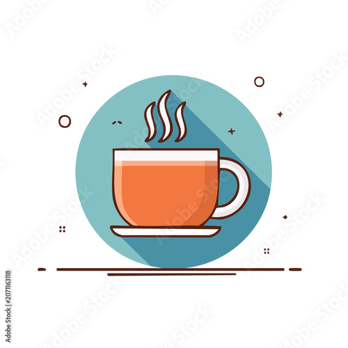 Flat design hot coffee cup icon with steam