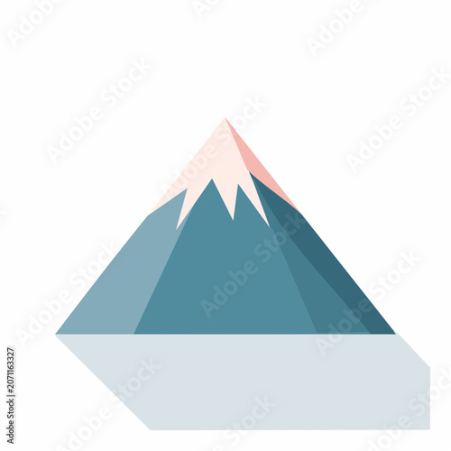 Flat design mountain illustration with snow cap and shadow