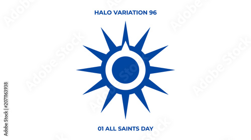 Blue geometric halo sunburst religious symbol.