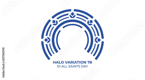 Blue geometric halo arch icon for All Saints Day.