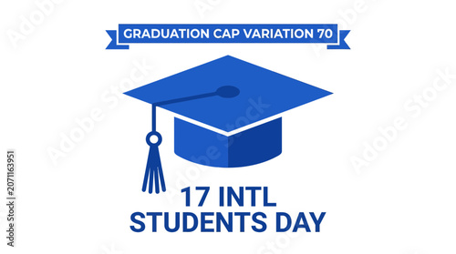 Blue graduation cap icon for International Students Day.